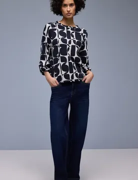 Gemustertes Shirt female Blau