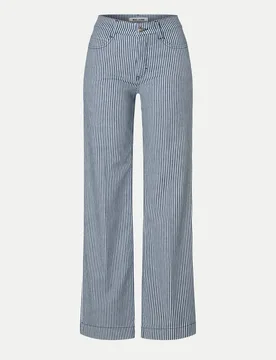 Wide- Leg Jeans Gestreift Blau 34/30 - Mac - FashionsVida