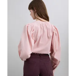 Camisa de mujer de manga larga y cuello redondo