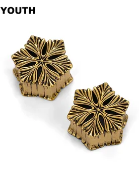 KUYOUTH 2PCS Vintage Ear Expanders Plugs Copper Pentagonal Leaves Earring Gauges Stretchers Piercing Body Jewelry - Aliexpress - FashionsVida