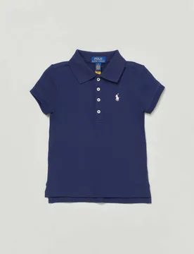 Polo blu a maniche corte in cotone stretch Polo con logo pony rosa - Ralph Lauren - FashionsVida