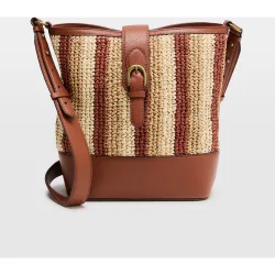 Bolso bucket stripe papper de rafia