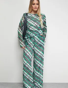 Womens Chiffon Mid Rise Palazzo Leg Trouser - Multicolour - Size 14 Uk - Warehouse - FashionsVida