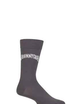Music Collection 1 Pair Johnny Cash Cotton Socks Man in Black One Size - Grey - Size: One Size - SockShop - FashionsVida