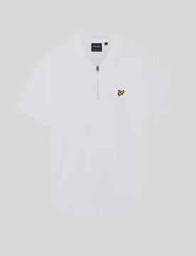 Men's 1/4 Zip Short Sleeve Polo Shirt White - Lyle & Scott - FashionsVida