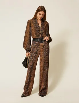 Pantalon ample avec imprimé python - TWINSET - FashionsVida