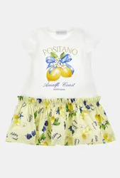 Abito con limoni bambina bianco-giallo