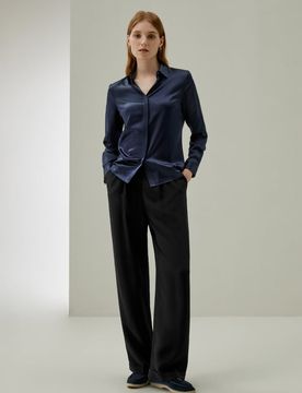 Camicia Seta - XXL Elegante & Raffinata in Charmeuse Morbida Lucida Maniche Lunghe Vestibilità Regolare