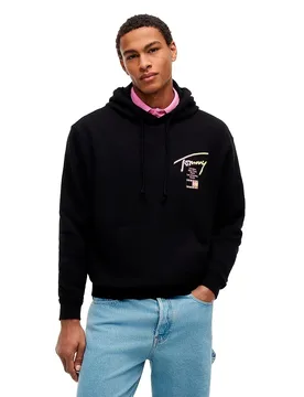 Felpa Con Cappuccio Dm0dm23129 Black L - Tommy Jeans - FashionsVida
