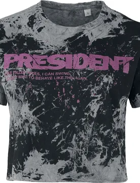 T-Shirt - Key Crop - XL bis XXL - für Damen - Größe XXL - dunkelgrau - EMP exklusives Merchandise! - Frauen - female - President - FashionsVida