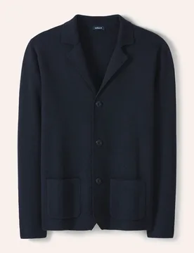 Milano Rib Blazer, normale Größen, Farbe Blau, 58/60, Baumwollmischung mit Wolle entspanntes Tragegefühl Herren - Walbusch - FashionsVida