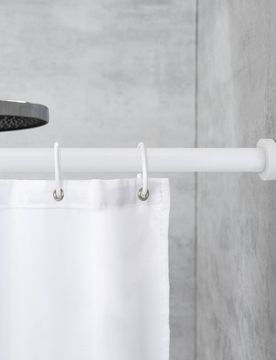 Teleskop-Duschstange Luz 110 - 185 cm, Weiß, Ausziehbare Duschvorhangstange aus rostfreiem Aluminium