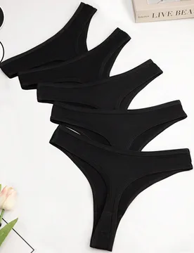 Set de 5 tangas de mujer sin costuras, transpirables y cómodos - Shein - FashionsVida