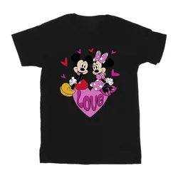 Mens Love Mickey & Minnie Mouse Hearts Cotton T-Shirt (Black) - Size 3xl