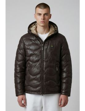 Para hombre. 25WBLUL01314 Abrigo Drohan de piel Wave-Pattern (S), Casual