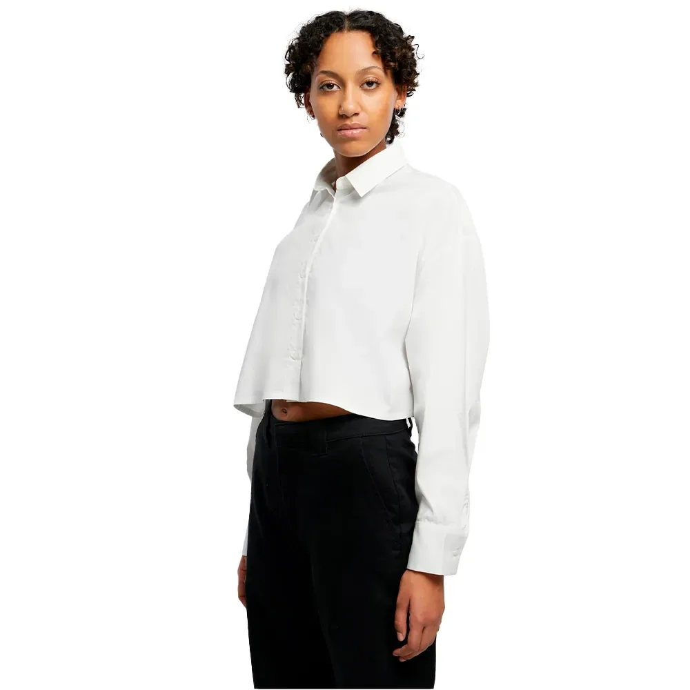 Blusa A Maniche Lunghe Cropped Oversize White L - Urban classics - FashionsVida