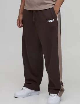 Men's Balloon Fit Washed Panelled Joggers Chocolate Size Small Chocolate S - boohooMAN - FashionsVida