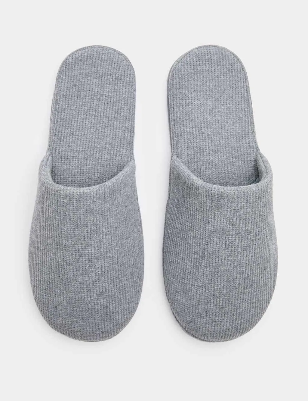 Micro Waffle Mule Slippers with Freshfeet™ Grey male - M&S - FashionsVida