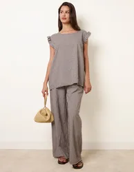 Two Piece Gingham Set - S/M / CHOCOLATE - female