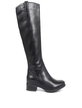 Leather Block Heel Riding Knee High Boots Black female - Jones Bootmaker - FashionsVida