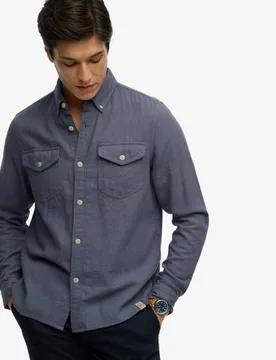 Superdry Herren The Merchant Store Langarmhemd Blue - Größe: S - 74.99 - FashionsVida