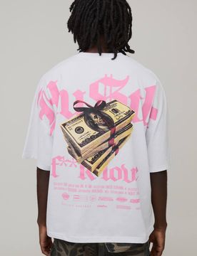 Herren Übergroßes Hustle-Bedrucktes Oberteil White Größe Medium