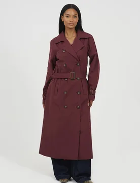 Double-Breasted Womens Longline Trench Coat - - Size: 8 - Brave soul - FashionsVida