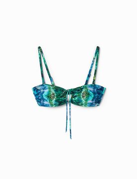 Bikini bandeau tie-dye, Mujer, Verde, XS