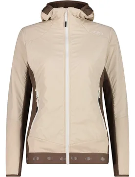 Woman jacket hybrid fix hood chaqueta softshell mujer Beige (36) - CMP - FashionsVida