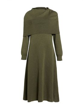 Midi-Kleid Damen Militärgrün 4 Damen