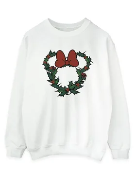 Minnie Mouse Wreath Sweatshirt - White - Size: L - Disney - FashionsVida