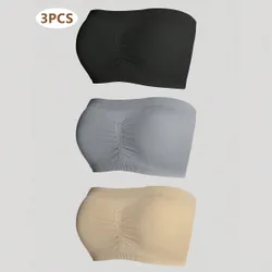 Set de 3 sostenes bandeau de unicolor para mujer