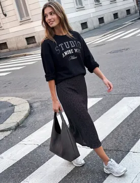 Street One Midirock aus Mesh mit Muster female Lila