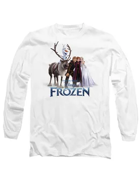 Unisex Frozen Group Photo With Elsa, Anna, Kristoff, Sven & Olaf Long Sleeve T-Shirt, White Size: 2XL - White - Size: 2XL - Disney - FashionsVida
