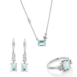 Fira' Womens 925 Sterling Silver Set: Necklace + Earrings + Ring - Set-7571 - Size L