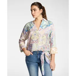 Camisa de mujer de viscosa estampada sin cierre