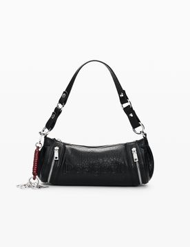Bolso Efecto Piel Mediano, Mujer, Poliuretano, Negro, U