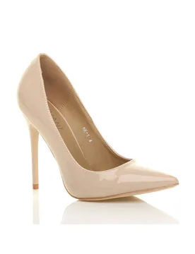 Women's High Heel Stiletto Pointed Toe Court Shoes in Nude Size: 5 - Nude - Size: 5 - Ajvani - FashionsVida