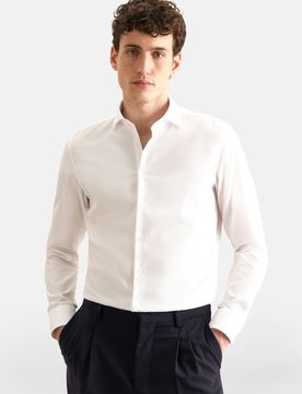 Slim Business Hemd Struktur Weiß 43
