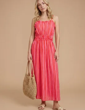 Women's Pink Stripe Twist Strap Detail Printed Midi Dress Size: 8 - Pink - Size: 8 - Dorothy perkins - FashionsVida