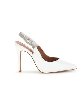 Décolleté bianche con tacco alto e cinturino con brillantini P650 39