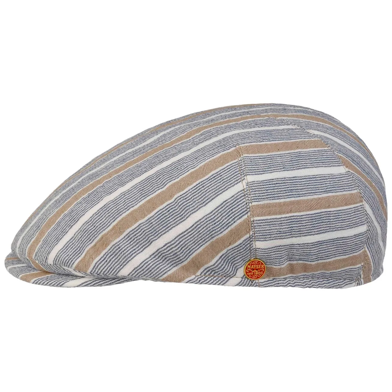 Sidney Stripes Cotton Flat Cap by - blue-beige - Size: XL (60-61 cm) - Mayser - FashionsVida