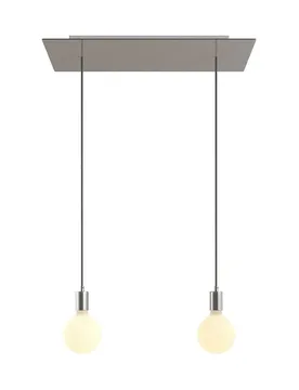 Cables Suspension Luminaire Rectangular Rose-one Xxl 2 Falls With Bulbs Satin Steel One Size - Creative - FashionsVida