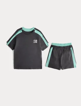 Pack Pure Cotton Fear Less Pyjama Sets (6-16 Yrs) Green Mix male - M&S - FashionsVida
