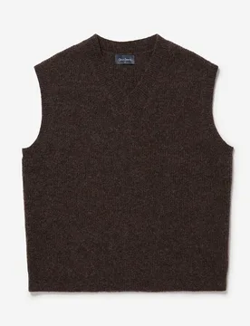 Mens Alpaca Wool Blend Vest - Brown - Size Large - Oliver Sweeney - FashionsVida