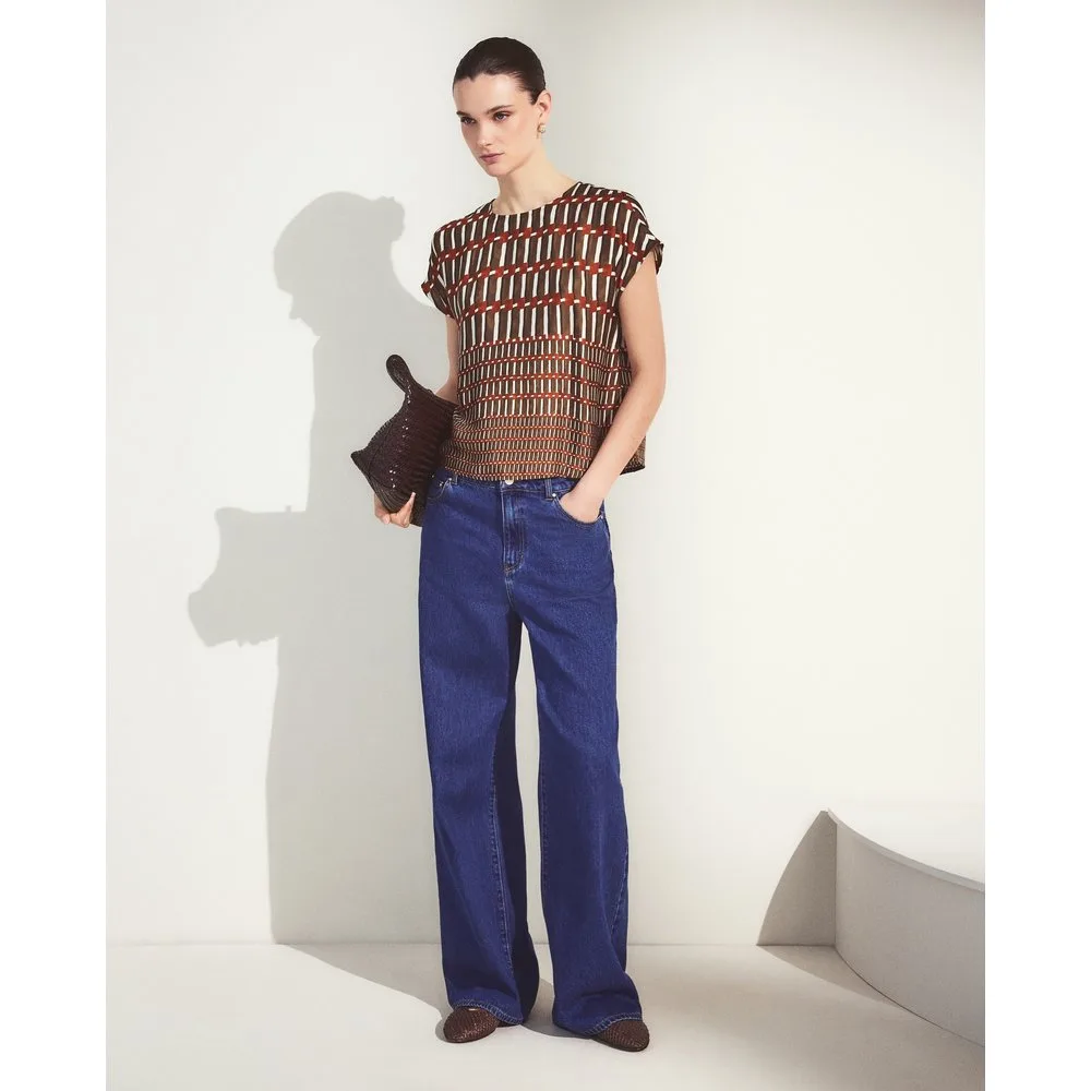 Top de manga corta de mujer con estampado geométrico - Woman El Corte Inglés - FashionsVida