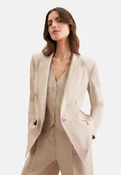 Zweireihiger Blazer mit Pattentaschen aus 100% Leinen Beige 36