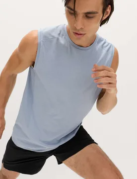 Seam Free Tank Top Medium Blue male - Goodmove - FashionsVida