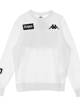 Felpa Girocollo Uomo Authentic La Bazya White/white/black - Kappa - FashionsVida
