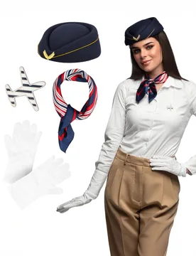 Stewardess Kostümzubehör für Erwachsene 5 Teile - BOLAND BV - FashionsVida